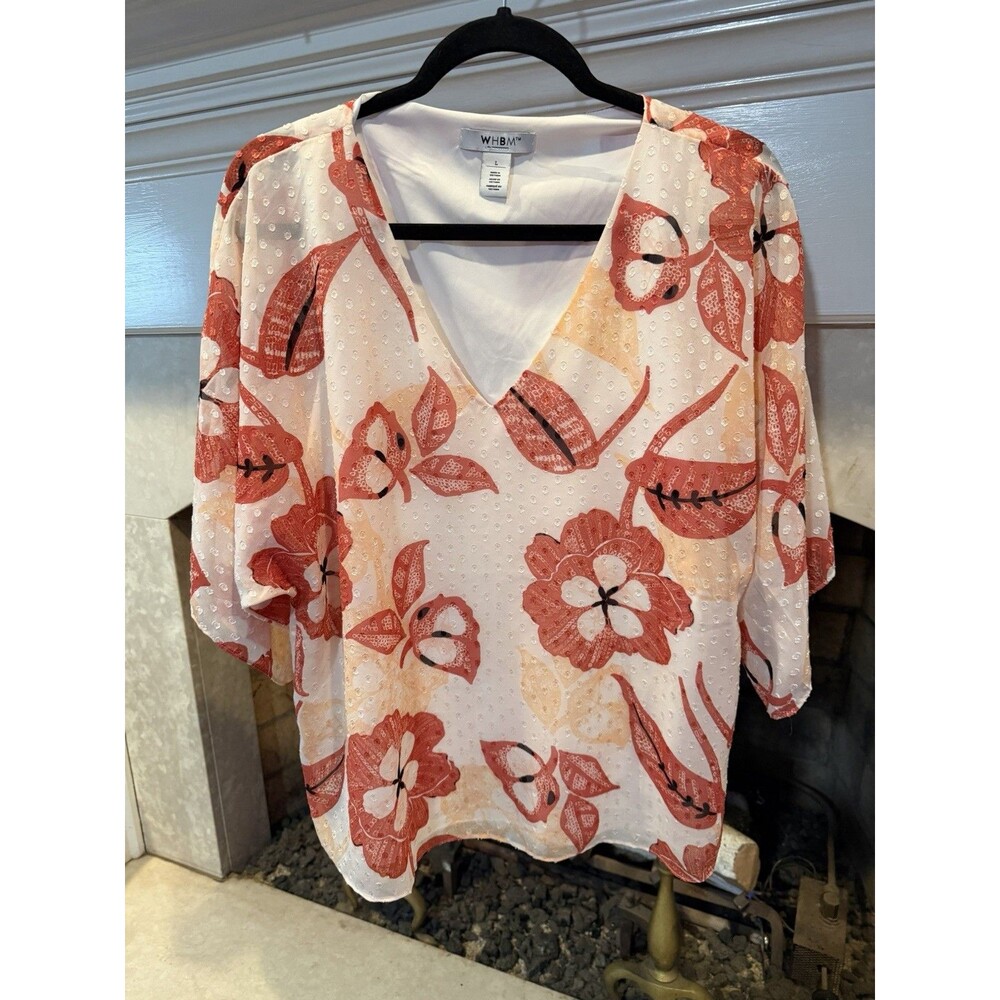 White House Black Market Dolman Sleeve Floral Top Size Large